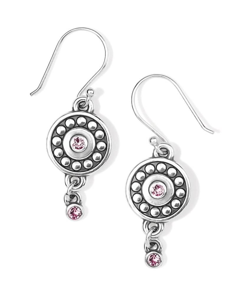 Front of a size O/S Pebble Dot Medali Reversible French Wire Birthstone Earrings in October Tourmaline in October Tourmaline by Brighton. | dia_product_style_image_id:331248